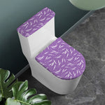 Purple And White Lavender Pattern Print Toilet Lid And Tank Cover Set