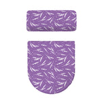 Purple And White Lavender Pattern Print Toilet Lid And Tank Cover Set