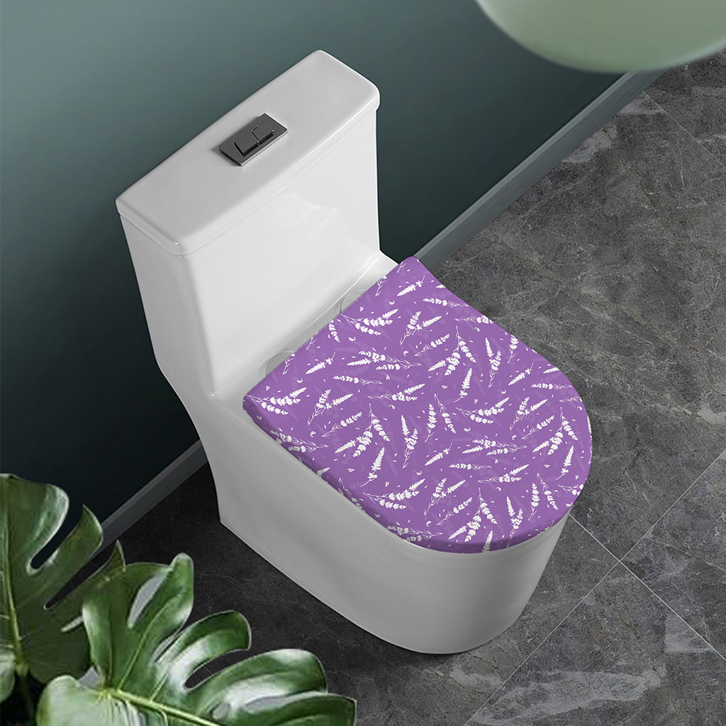 Purple And White Lavender Pattern Print Toilet Lid Cover