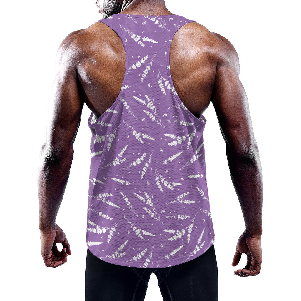 Purple And White Lavender Pattern Print Training Tank Top