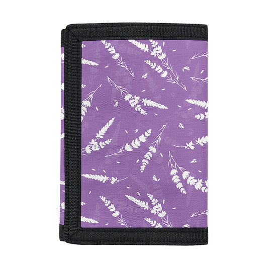 Purple And White Lavender Pattern Print Trifold Wallet
