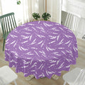Purple And White Lavender Pattern Print Waterproof Round Tablecloth