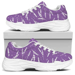 Purple And White Lavender Pattern Print White Chunky Shoes