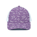 Purple And White Lavender Pattern Print White Mesh Trucker Hat