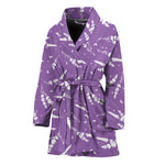 Purple And White Lavender Pattern Print Women's Bathrobe