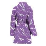 Purple And White Lavender Pattern Print Women's Bathrobe