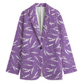Purple And White Lavender Pattern Print Women's Blazer