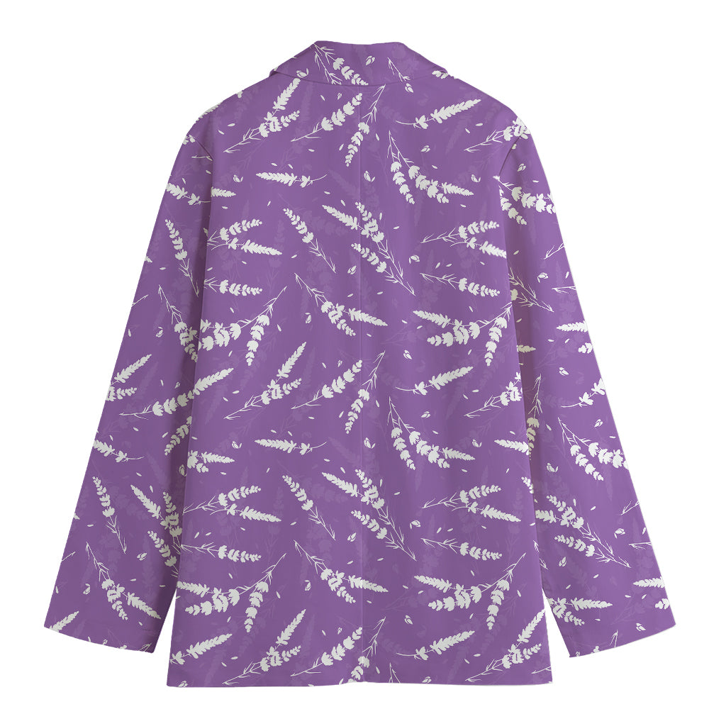 Purple And White Lavender Pattern Print Women's Blazer