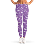 Purple And White Lavender Pattern Print Women's Leggings