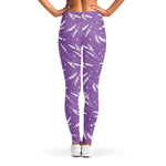 Purple And White Lavender Pattern Print Women's Leggings