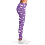 Purple And White Lavender Pattern Print Women's Leggings