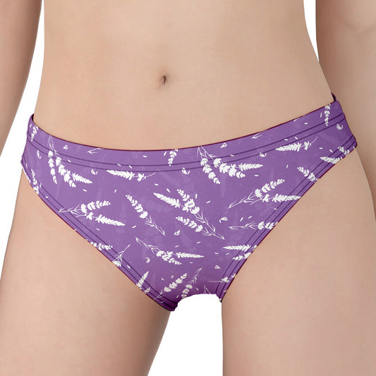 Purple And White Lavender Pattern Print Women's Panties