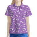 Purple And White Lavender Pattern Print Women's Polo Shirt