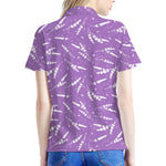 Purple And White Lavender Pattern Print Women's Polo Shirt