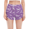 Purple And White Lavender Pattern Print Women's Split Running Shorts