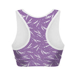 Purple And White Lavender Pattern Print Women's Sports Bra