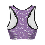 Purple And White Lavender Pattern Print Women's Sports Bra
