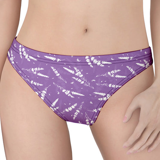 Purple And White Lavender Pattern Print Women's Thong