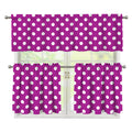 Purple And White Polka Dot Pattern Print 3 Piece Kitchen Curtains