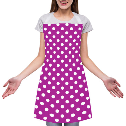 Purple And White Polka Dot Pattern Print Adjustable Apron