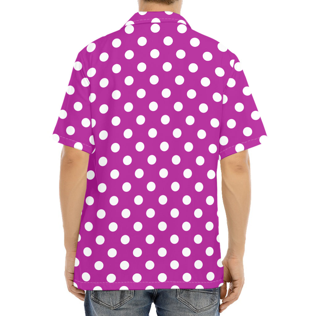 Purple And White Polka Dot Pattern Print Aloha Shirt