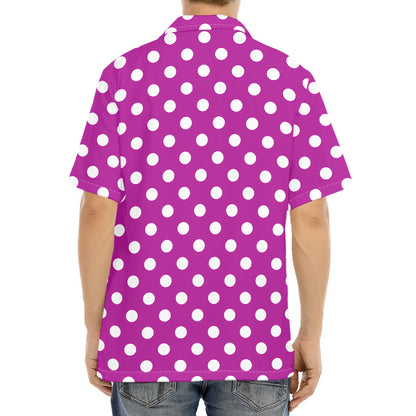 Purple And White Polka Dot Pattern Print Aloha Shirt