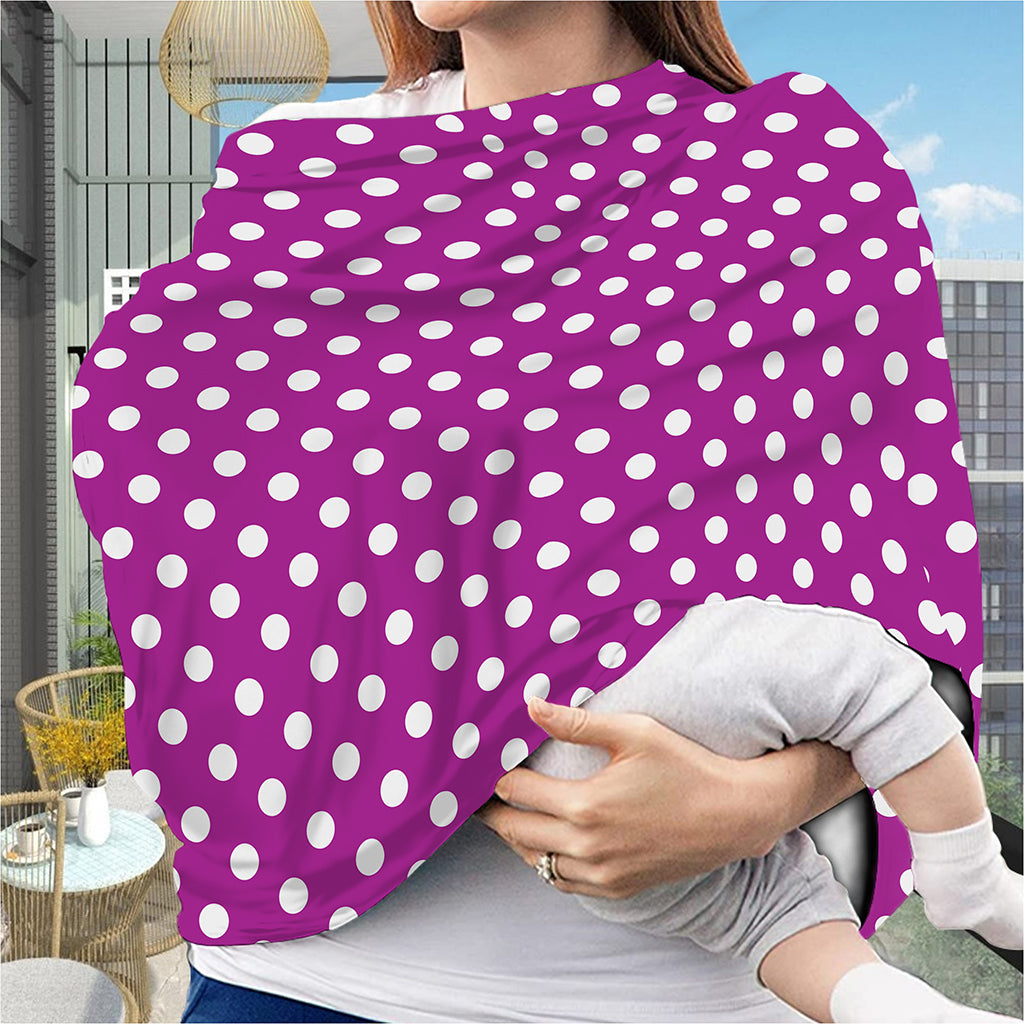 Purple And White Polka Dot Pattern Print Baby Seat Cover