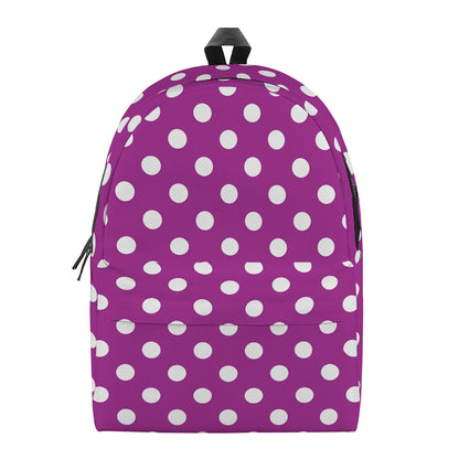 Purple And White Polka Dot Pattern Print Backpack