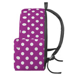 Purple And White Polka Dot Pattern Print Backpack