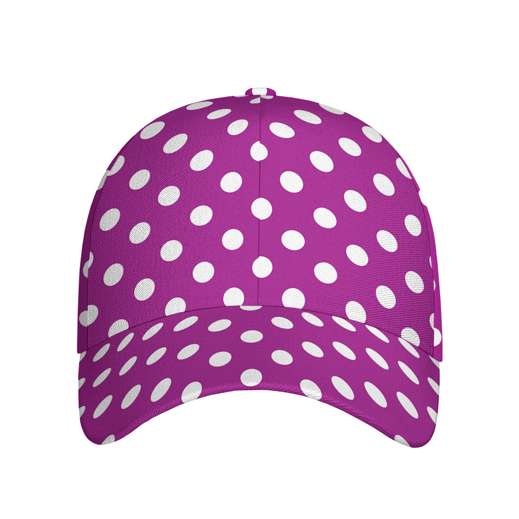 Purple And White Polka Dot Pattern Print Baseball Cap