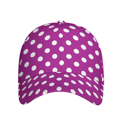 Purple And White Polka Dot Pattern Print Baseball Cap
