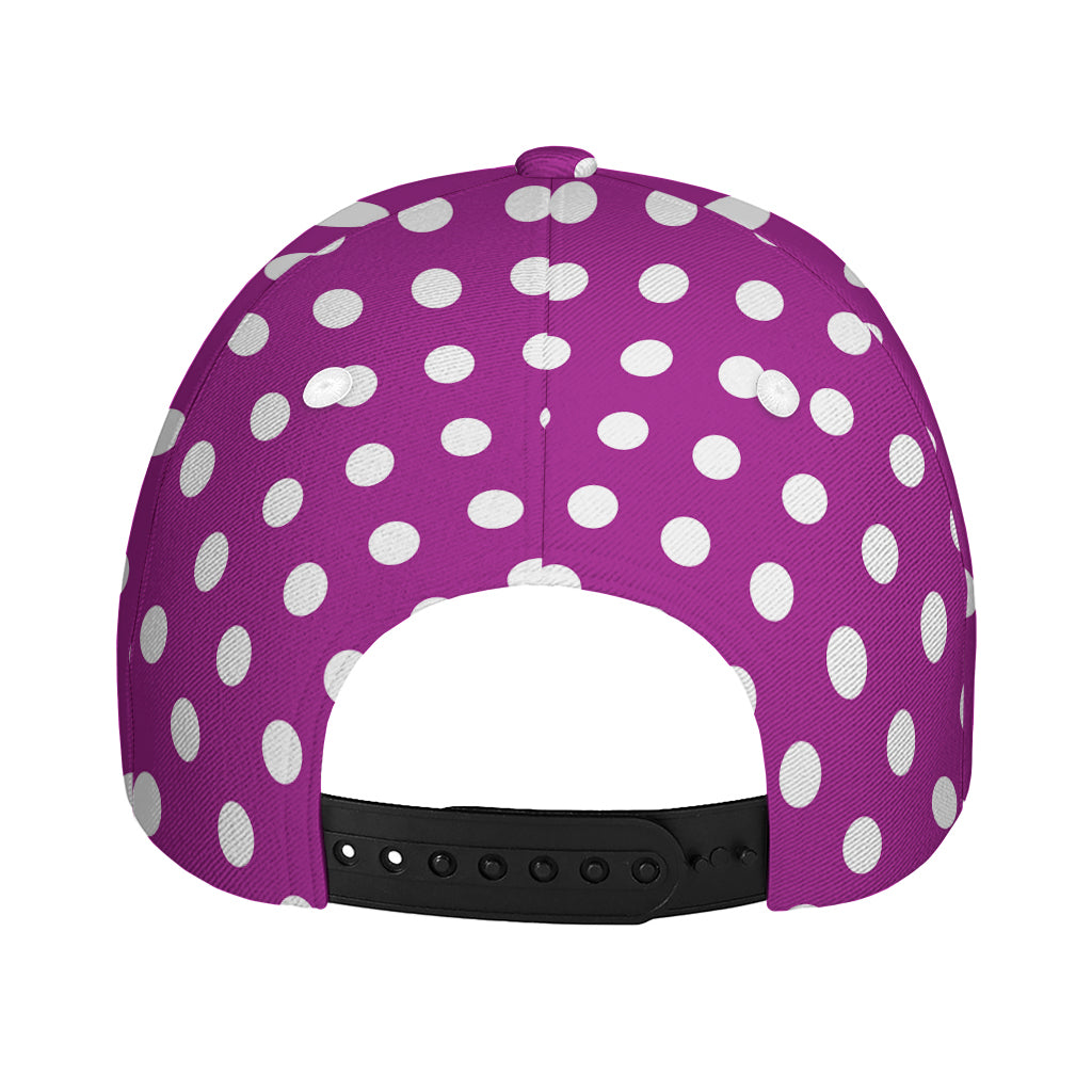 Purple And White Polka Dot Pattern Print Baseball Cap