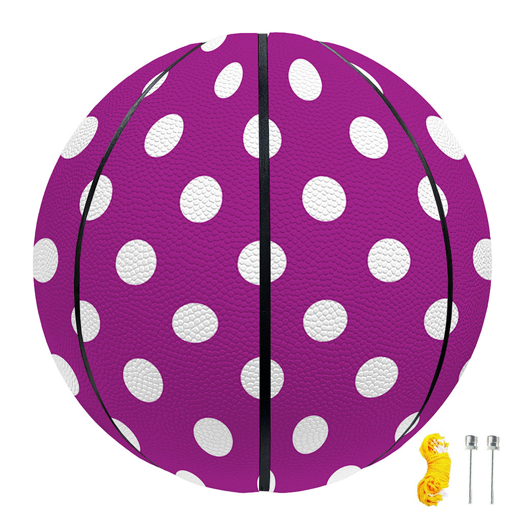 Purple And White Polka Dot Pattern Print Basketball
