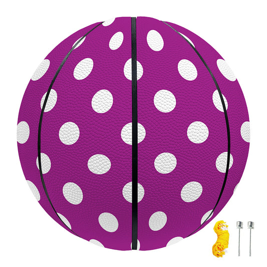 Purple And White Polka Dot Pattern Print Basketball