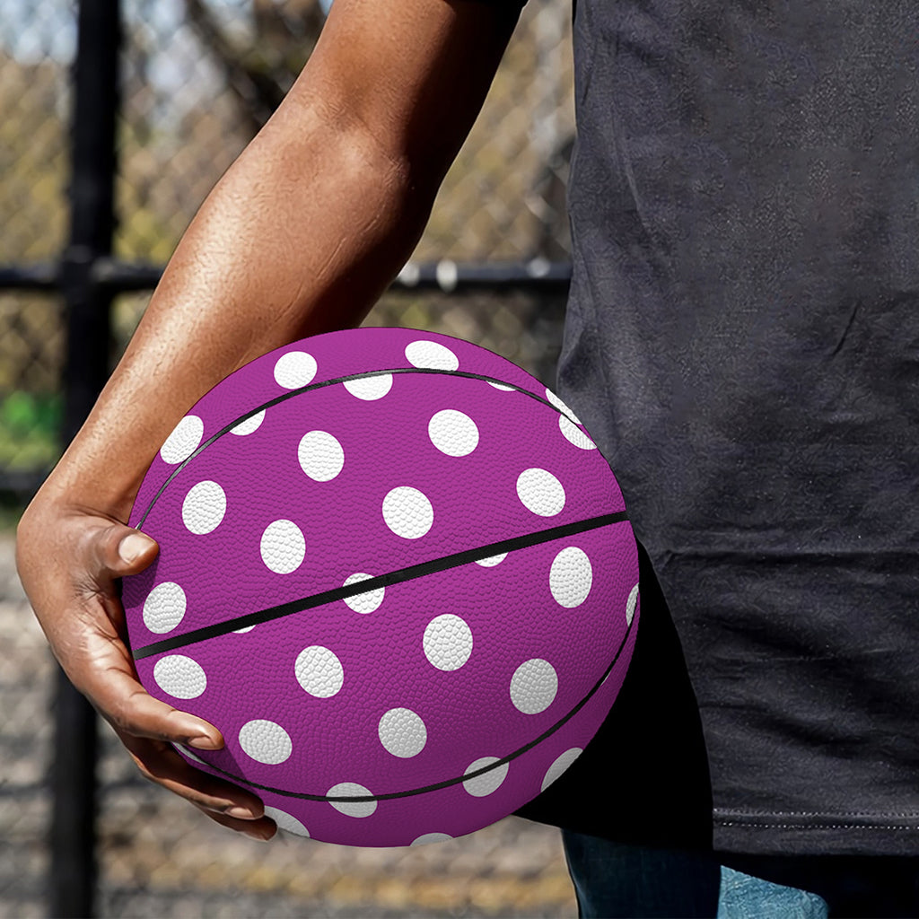 Purple And White Polka Dot Pattern Print Basketball