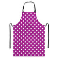 Purple And White Polka Dot Pattern Print Bib Apron With Pocket