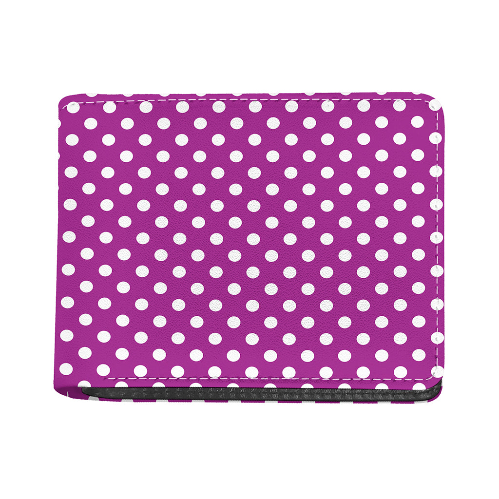 Purple And White Polka Dot Pattern Print Bifold Wallet