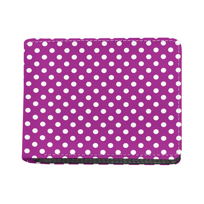 Purple And White Polka Dot Pattern Print Bifold Wallet
