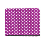 Purple And White Polka Dot Pattern Print Bifold Wallet
