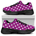 Purple And White Polka Dot Pattern Print Black Chunky Shoes