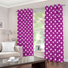 Purple And White Polka Dot Pattern Print Blackout Grommet Curtains