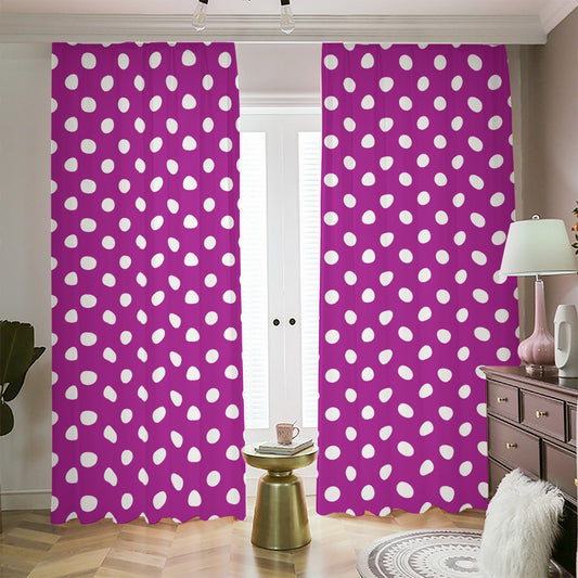 Purple And White Polka Dot Pattern Print Blackout Pencil Pleat Curtains