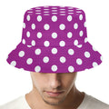 Purple And White Polka Dot Pattern Print Bucket Hat