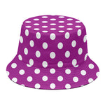 Purple And White Polka Dot Pattern Print Bucket Hat