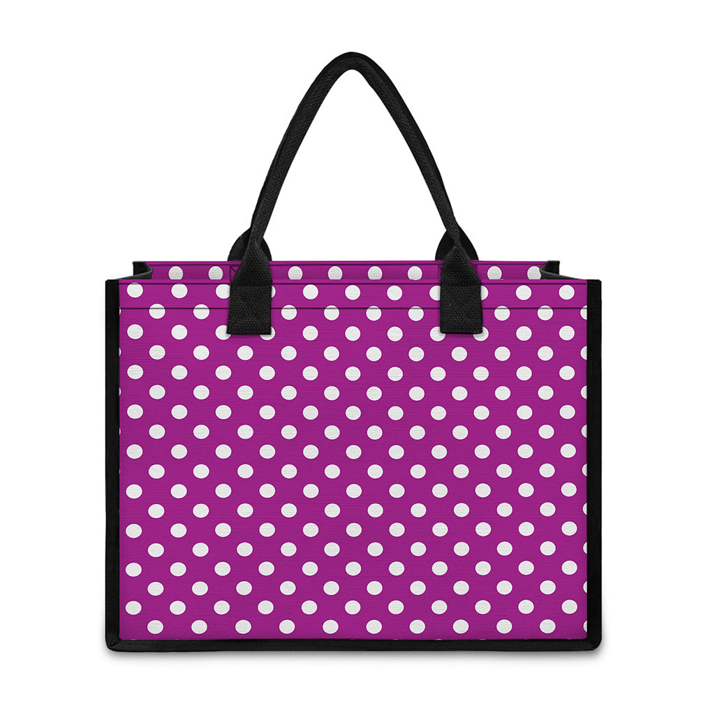 Purple And White Polka Dot Pattern Print Canvas Tote Bag