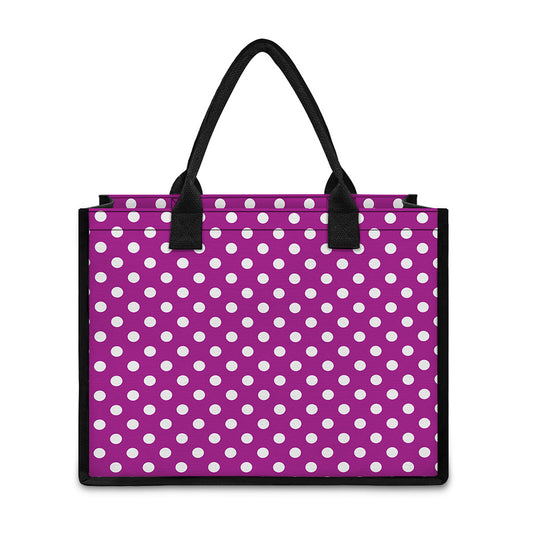 Purple And White Polka Dot Pattern Print Canvas Tote Bag