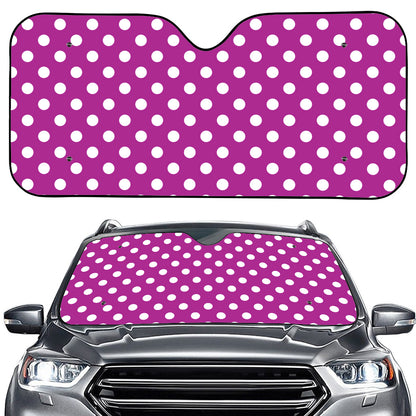 Purple And White Polka Dot Pattern Print Car Windshield Sun Shade