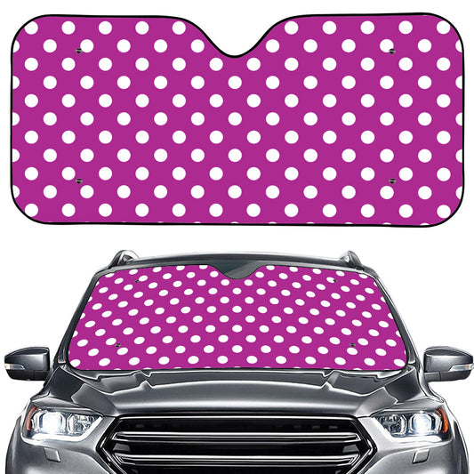 Purple And White Polka Dot Pattern Print Car Windshield Sun Shade