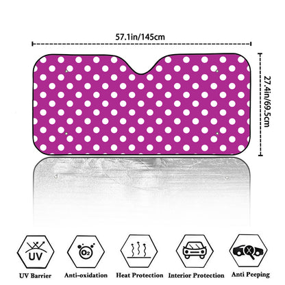 Purple And White Polka Dot Pattern Print Car Windshield Sun Shade