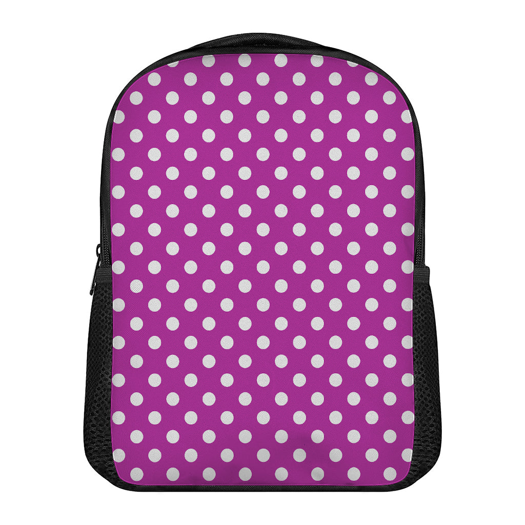 Purple And White Polka Dot Pattern Print Casual Backpack